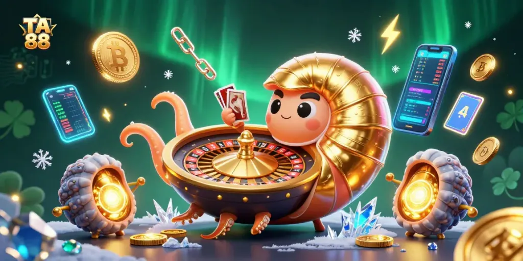 Experience the thrill of winning at TA 88 with a vibrant mix of 3D casino elements and characters.