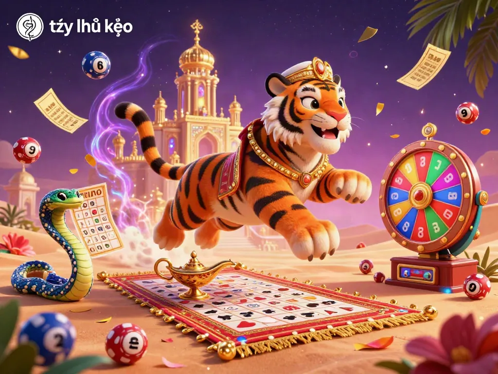 Experience the vibrant world of tỷ lệ kèo with a magical tiger sultan in a gambling-themed adventure.