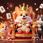 Experience the thrill of playing sun win with a royal corgi king and vibrant casino elements!
