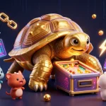 Dhani win showcases a vibrant illustration with a golden tortoise game character and vibrant gambling elements.