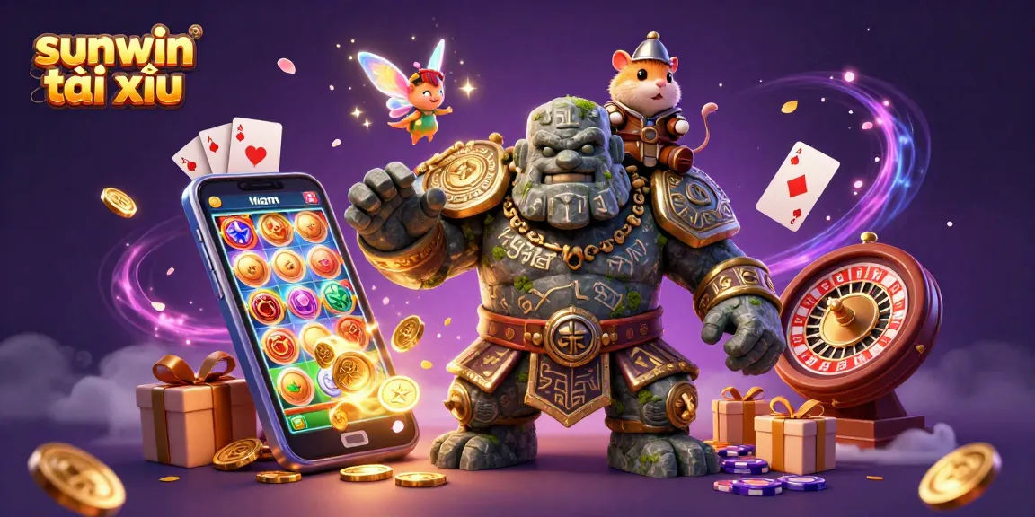 Experience sunwin tài xỉu with vibrant characters and dynamic casino elements in a magical setting.