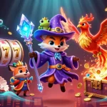Engage with sunwin20 through thrilling slot reels and vibrant characters in a magical casino scene.