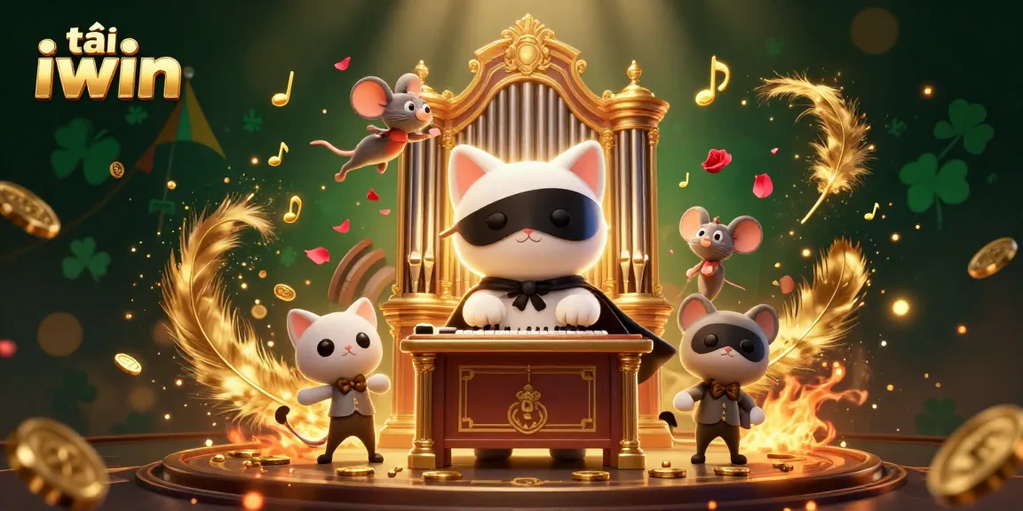 Play tải iwin with a whimsical casino-themed illustration showcasing thrilling gaming elements and characters.