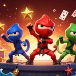 Engage with the thrilling experience of tải app Sumclub featuring vibrant 3D chameleons ready for action amidst colorful gaming elements.