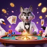 Engage in tai xiu go88 excitement with a captivating scene featuring card games and vibrant casino elements.