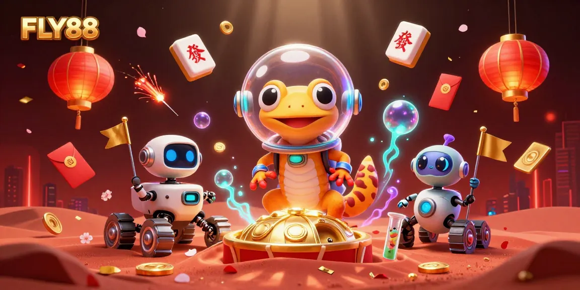 Discover FLY88's vibrant casino adventure with a Martian gecko and treasures galore.