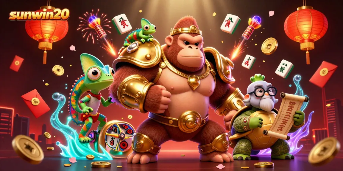Experience the thrilling world of sunwin20 with a dynamic 3D casino scene featuring unique characters and vibrant casino elements.