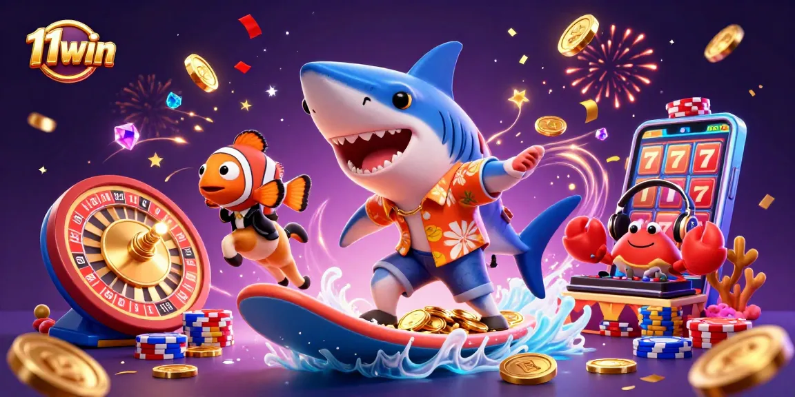 Engage with exciting gaming adventures at 11win featuring a vibrant casino scene and fun characters.