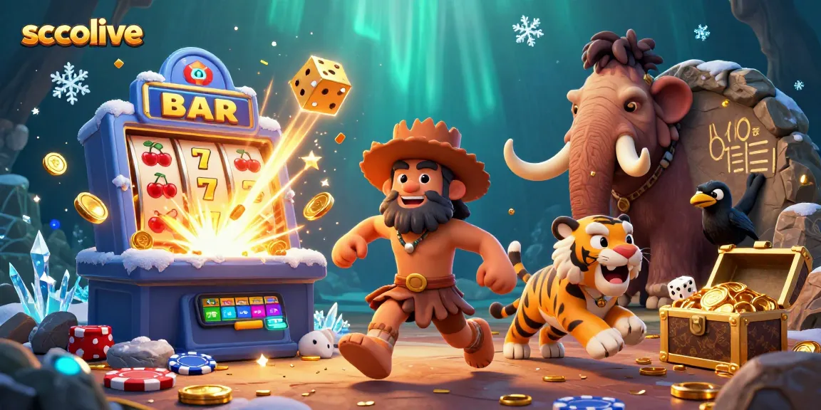 Socolive brings excitement with a vibrant 3D cartoon scene of a caveman casino featuring unique game elements.