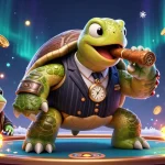 Experience high-stakes thrills with man88 in a vibrant 3D casino scene featuring a snapping turtle.