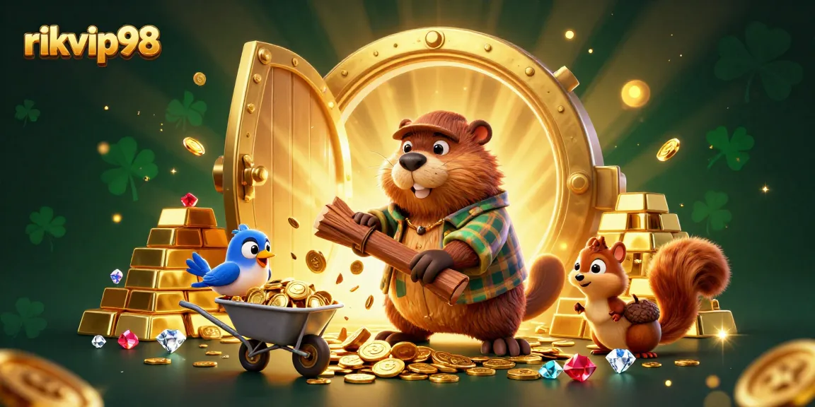 Experience thrilling wins at rikvip98 with animated characters in a vibrant casino scene.