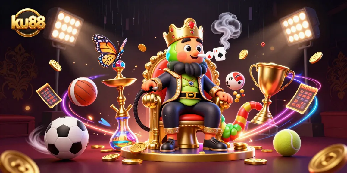 ku88 sports betting illustration featuring a lively scene with a hookah-master and sports elements