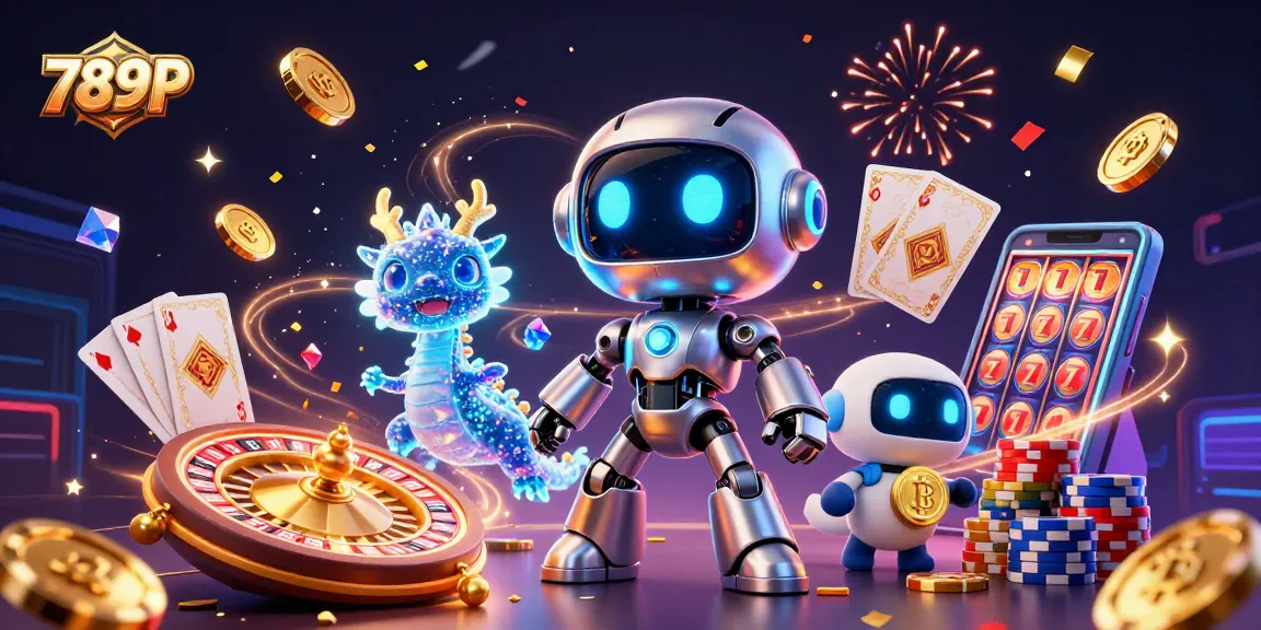 Engage with the thrilling world of 789P as a vibrant robot and dragon shine among cascading coins and poker chips.