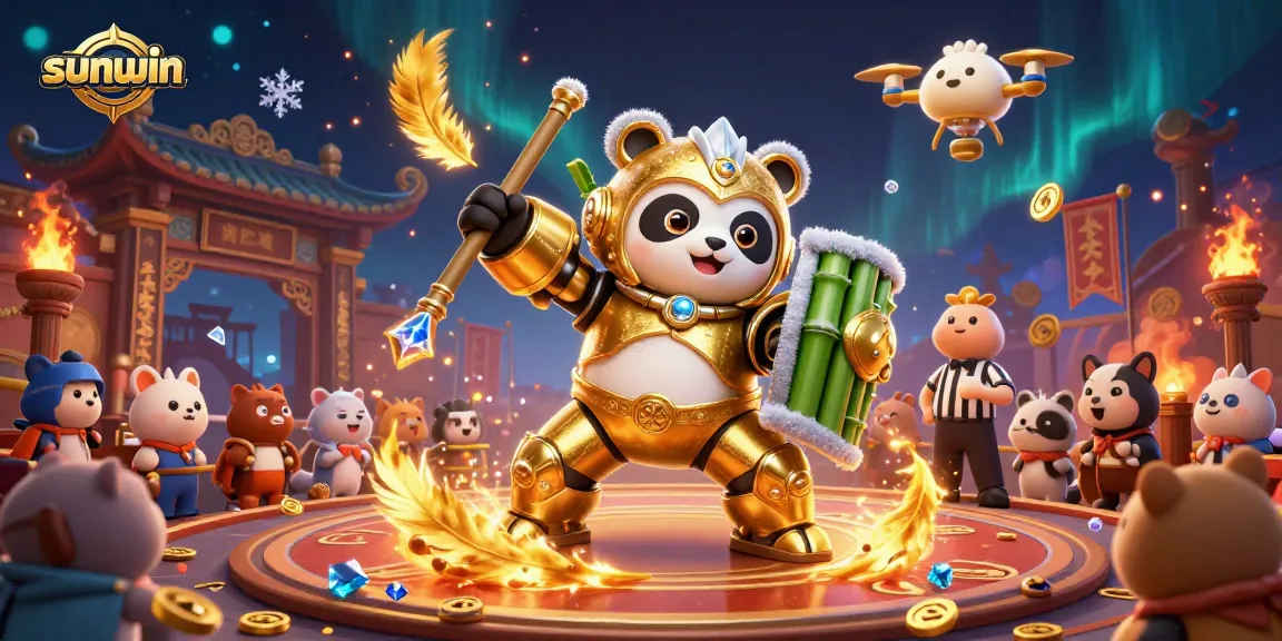Experience thrilling action at sunwin's vibrant casino arena with golden figurines and dynamic gameplay.