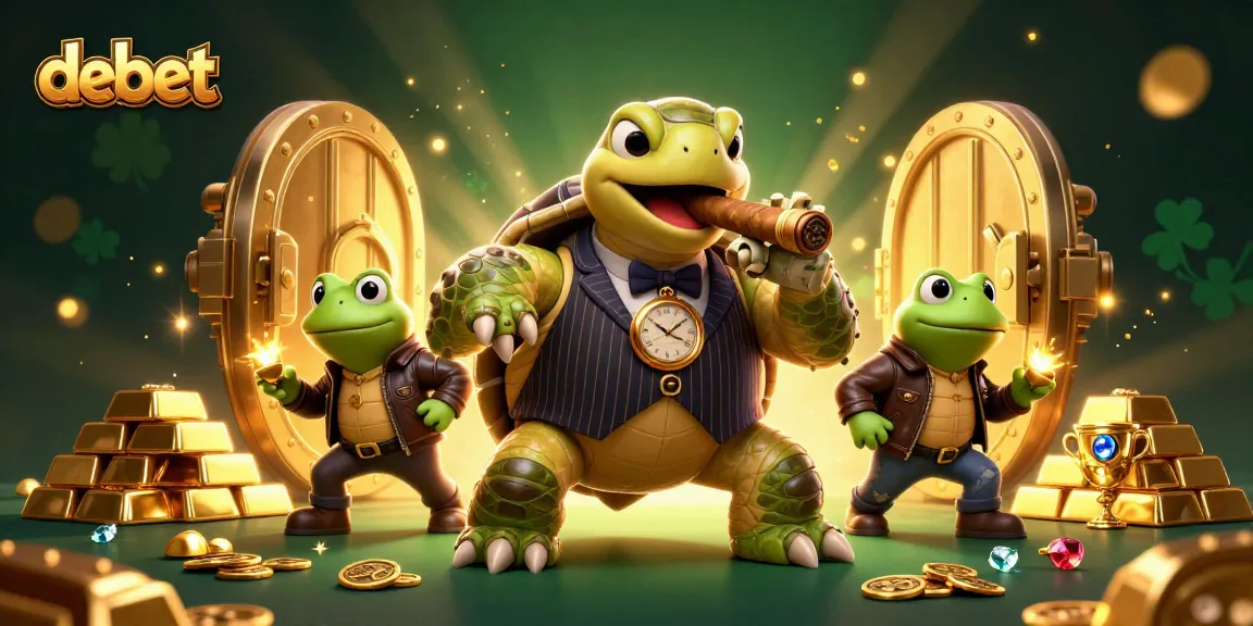 Engage with debet's casino action amidst a vibrant treasure scene with playful cartoon characters.