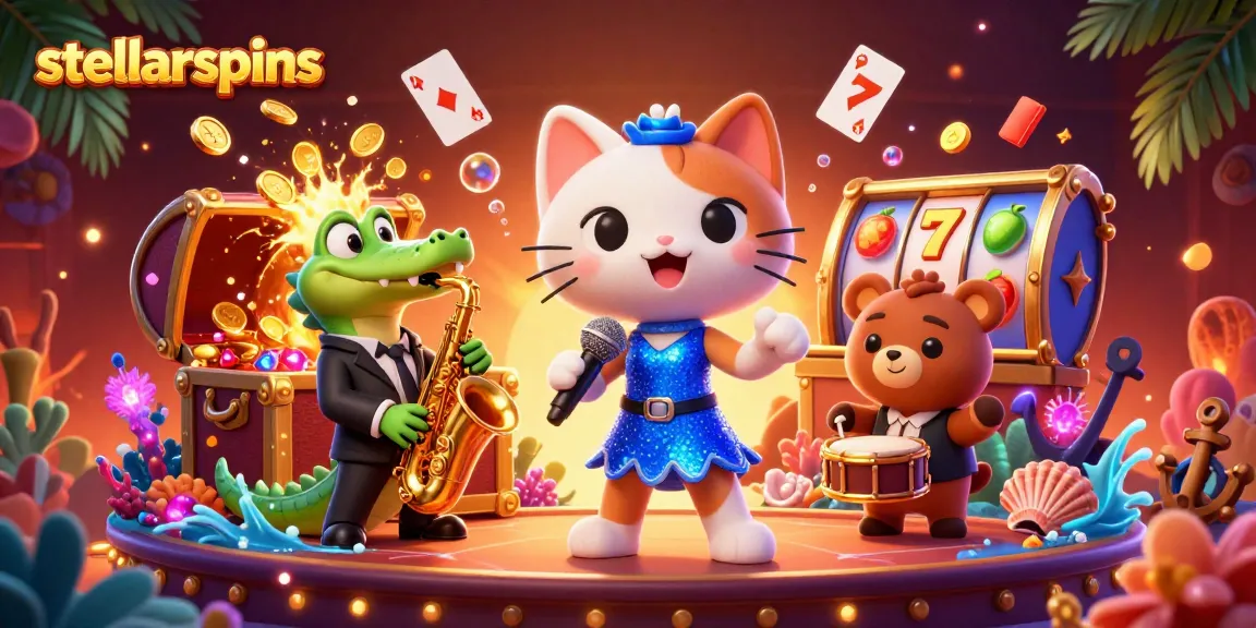 Engage with stellarspins in a vibrant casino scene featuring exciting characters and thrilling gaming elements.